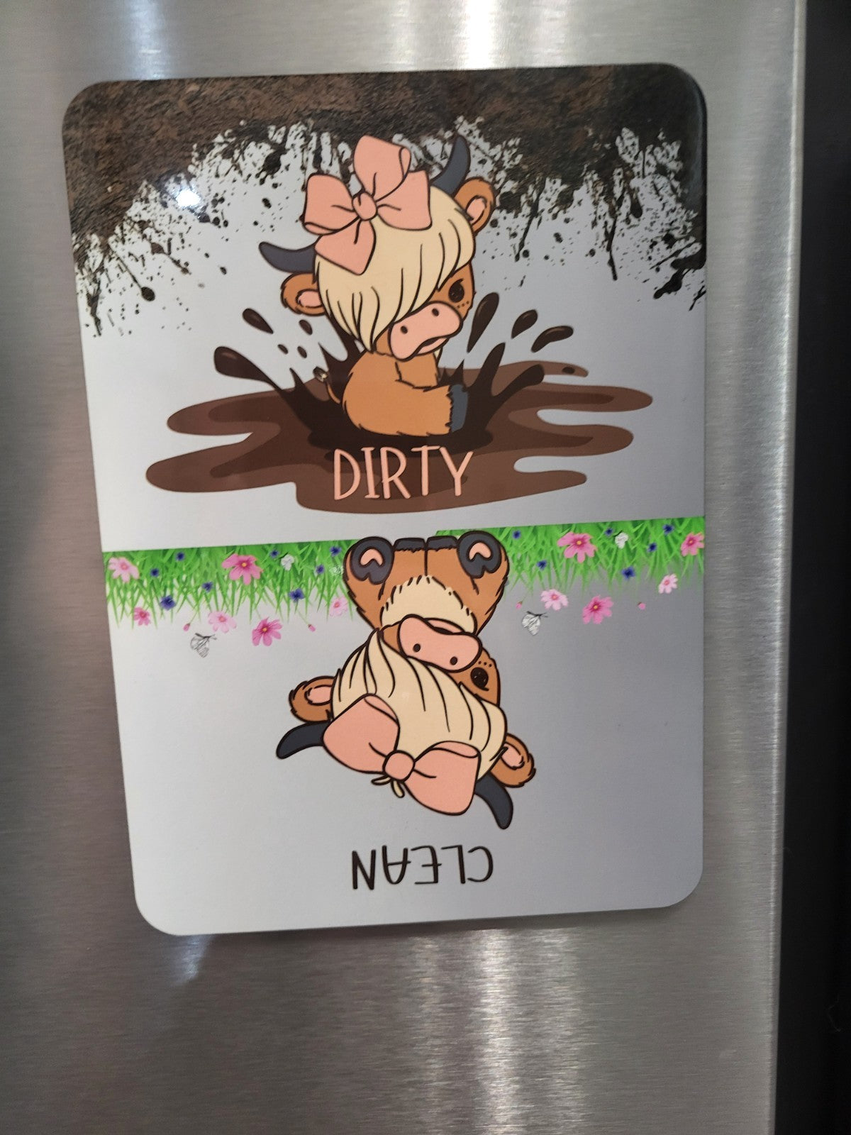Cute Highland Cow-Lets call her Matilda-dishwasher magnet clean/dirty