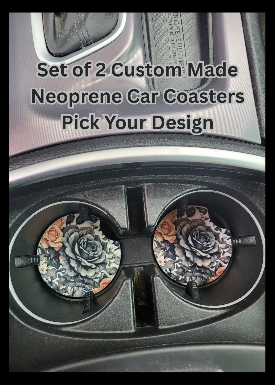 Set Of 2 Custom Made Neoprene Car Coasters