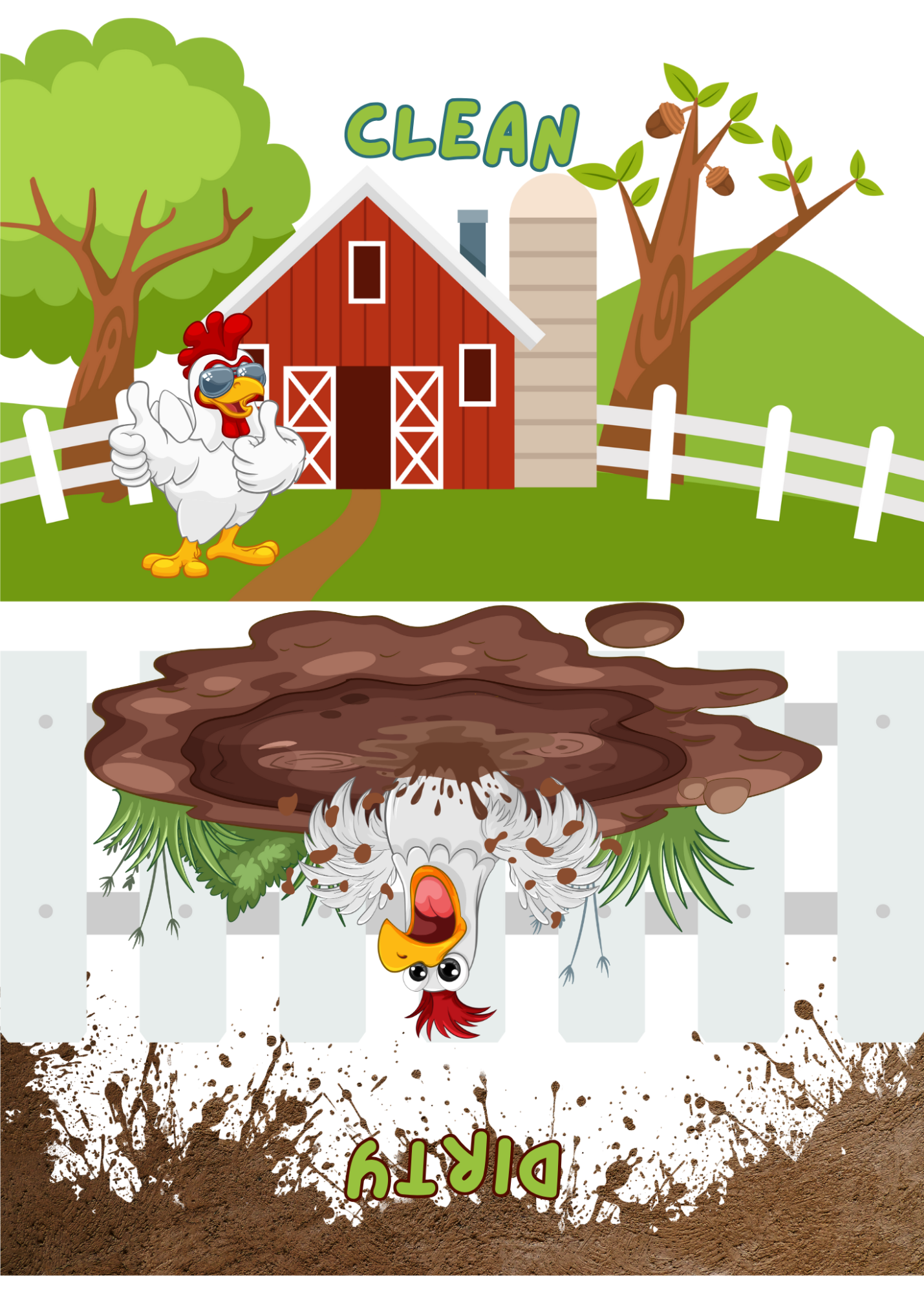 Dishwasher Magnet clean/dirty-Barn yard Rooster-5" x 7" Custom Designed Dishwasher Magnet – by Black Sheep Personalized Gifts