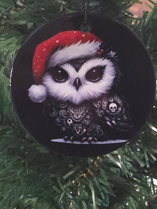 3-inch Round Owl Porcelain Ornament
