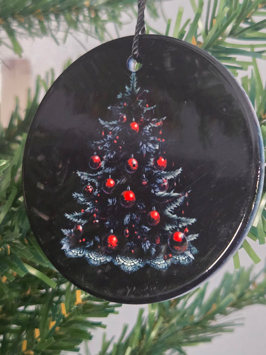 3-inch Round Moody Christmas Tree Porcelain Ornament
