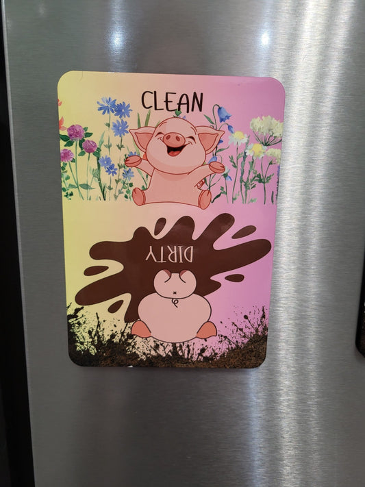 Cute pig dishwasher magnet clean/dirty