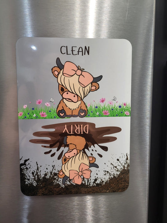 Cute Highland Cow-Lets call her Matilda-dishwasher magnet clean/dirty