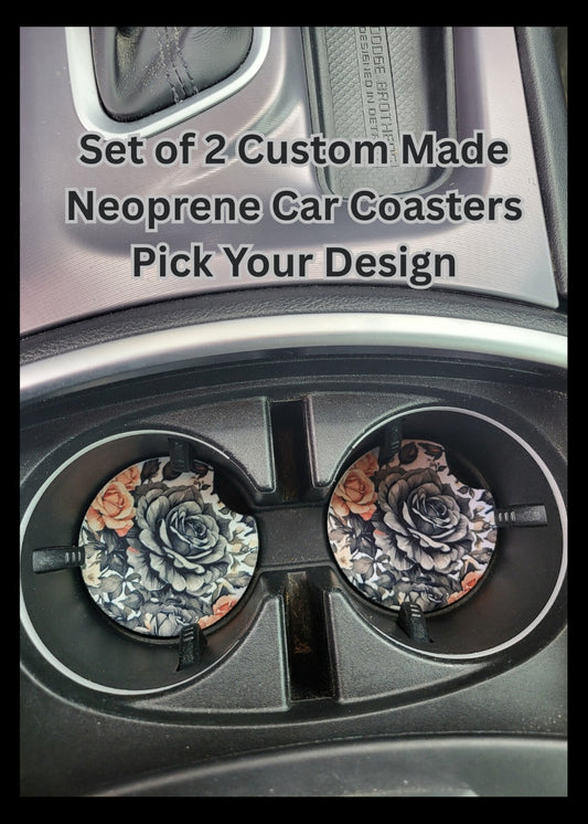 Set Of 2 Custom Made Neoprene Car Coasters