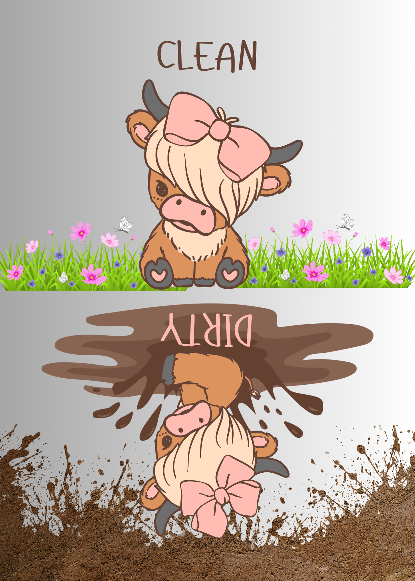 Cute Highland Cow-dishwasher magnet clean/dirty-5" x 7" Custom Designed Dishwasher Magnet – by Black Sheep Personalized Gifts