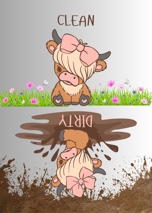 Cute Highland Cow-dishwasher magnet clean/dirty-5" x 7" Custom Designed Dishwasher Magnet – by Black Sheep Personalized Gifts