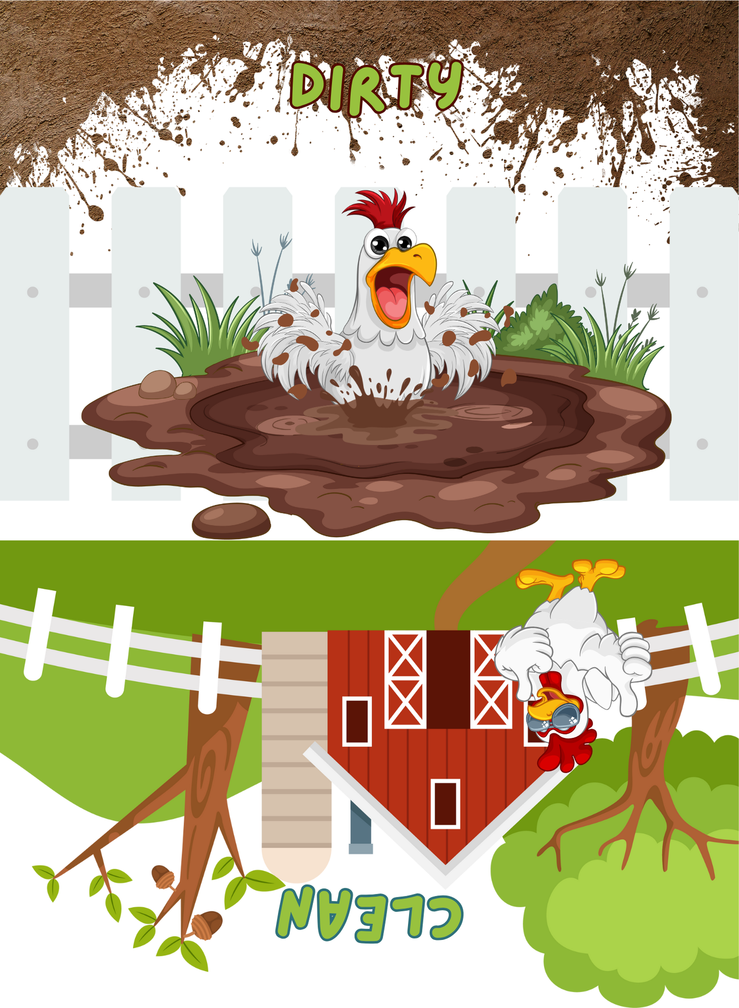 Dishwasher Magnet clean/dirty-Barn yard Rooster-5" x 7" Custom Designed Dishwasher Magnet – by Black Sheep Personalized Gifts