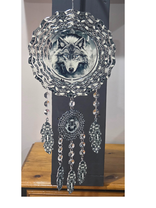 8" Mystical Wolf Wind Spinner — Custom Designed by Black Sheep Personalized Gifts